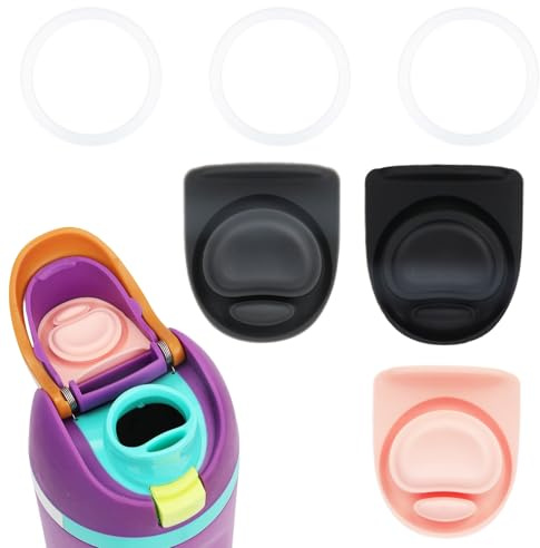 BOXOB 3stk O-Dichtungsringe & 3stk Silikonstopfen für Owala Freesip-Kappe, Silikondichtung Den Deckel Einer Wasserflasche BPA-Freies Dichtungszubehör für Owala Freesip 24/32oz (Farbe 4)