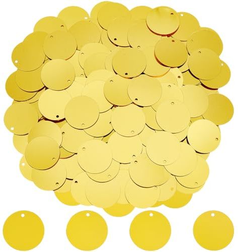 SUNNYCLUE 1 Caja de Aproximadamente 80g (30mm) de Lentejuelas Redondas Doradas grandess, Lentejuelas Doradas A Granel, Purpurina Iridiscente para Costura, Adornos, Lentejuelas para Manualidades, Fies