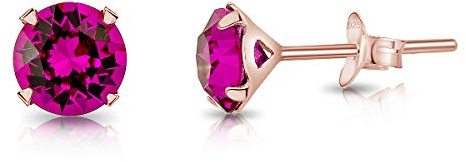 DTPsilver - Damen Ohrringe 925 Sterling Silber Rosèvergoldet mit Kristallen von Swarovski® Elements Runde Ohrstecker - Durchmesser 6 mm - Viele Farben erhältlich