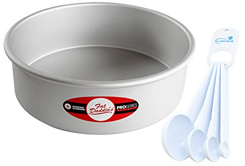 Fat Daddio's Round Cake Pan 9 x 3 Inch Baking Pan Bundle with Lumintrail Measuring Spoons