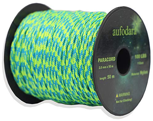 aufodara 50 Meters Paracord Schnüre 2mm Nylon Seil 1 Kern-Strängen (hellblau grün, 50)