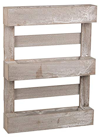 UNUS Pflanzkasten Outdoor Deko Paletten Design, 60,5 x 45 x 8,5 cm, Blumenkasten Balkon, Wanddeko Holz