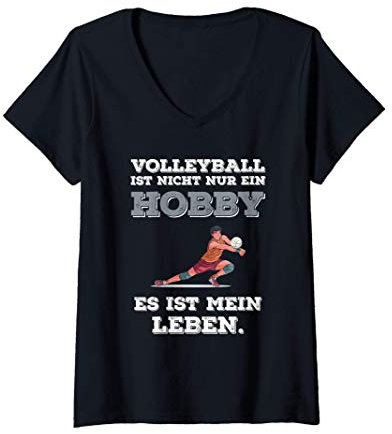 Damen Volleyball Spruch Lustig Beachvolleyball Aufschlag Trikot T-Shirt mit V-Ausschnitt