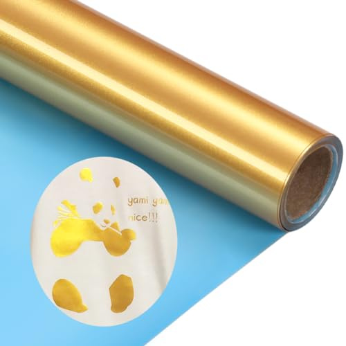 Gold Plotterfolie Textil Gold HTV Vinyl Rolls Gold Iron Heat Transfer Vinyl 30.5cmx152cm Plotter Flexfolie für Cricut und Silhouette Cameo, Textilien Transferfolie zum Aufbügeln für DIY T-Shirt Stoffe