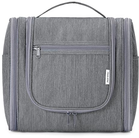 Narwey Kulturbeutel Herren zum Aufhängen, Kulturtasche Kulturbeutel Herren Damen Gross, Waschtasche Hanging Toiletry Bag Herren für Reise, Kosmetiktasche Groß Make up Tasche für Frauen (Grau (Groß))