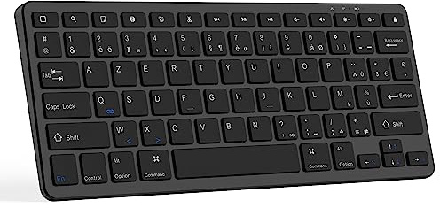 CC Store Clavier sans Fil Bluetooth, Clavier Français sans Fil Rechargeable - AZERTY - USB-C Charging, Mini Claviers Léger et Silencieux, Longue durée de Vie pour iPad/iPhone/Android/Windows - Noir