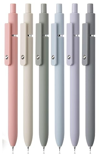 Mr. Pen - Retractable Fine Point Gel Pens, 6 Pack, Morandi Barrels, Fast Dry Ink, Cute Aesthetic Pens for Journaling