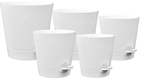 Duiaynke 5 macetas automáticas de absorción de agua para interiores y exteriores, con agujero de drenaje para jardín, contenedor para plantas, regalo para amantes de la jardinería