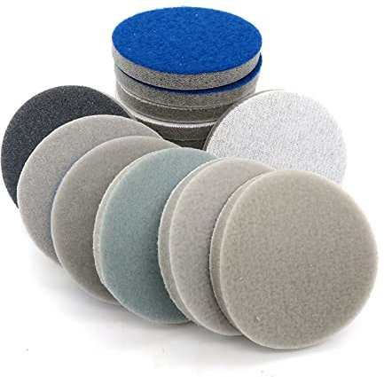TUFFS 12 Stück 50 mm Körnung 300-3000 Beflockung runder Schleifschwamm Schleifscheibe Hakenschlaufe für Auto Telefon Polieren und Schleifen (Farbe: Körnung 500-600, Größe: 5,1 cm, 12 Stück)