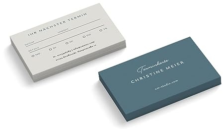 Terminkarten personalisieren | rosa | blau | 2-seitig | Querformat | Menge + Farbe wählbar | Terminzettel | nächster Termin | Kosmetik | Wellness | Beauty | Terminblock (Blau, 1000 Stück)