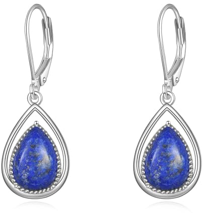 VONALA Stein Tropfenförmige Ohrringe 925 Sterling Silber Träne Ohrhänger Lapislazuli Baumelnde Schmuck Geschenk für Frauen Mädchen