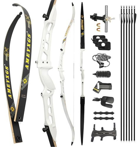 surwolf Recurve Bogen 66/68/70 Zoll Wettkampf Recurvebogen für Anfänger 14-40LBS Takedown Bogen Bogenschießen Pfeil und Bogen Set（weiß set1,2# 68-22lbs）