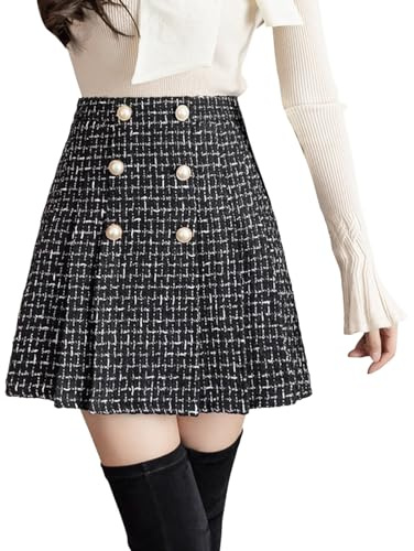 Gonna Corta Donna Invernale - Gonna Scozzese da Donna A Pieghe 2023 Minigonna in Lana A Vita Alta A Vita Alta Autunno Inverno 2023 Gonna Ginnastica