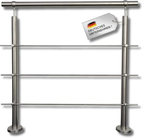 Buchetmann2 Edelstahl Geländer Markengeländer, Handlauf Treppengeländer Balkongeländer bis 6m am Stück, Querstäbe V2A Treppe Balkon Aufgesetzte und Seitliche Montage