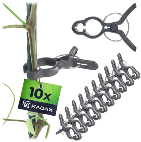 KADAX Pflanzenclips 7,5 x 5,5 cm, 10er Set, Pflanzen Clips für Kletterpflanzen, Tomaten Rankhilfe, Pflanzenklammern, Klammern für Garten & Gewächshaus