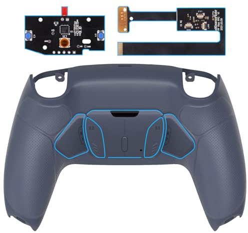 eXtremeRate Programable RISE4 Remap Kit for PS5 Controller BDM-010 BDM-020, Upgrade Board, Redesigned Rubberized Grip Back Shell, 4 Back Buttons for PS5 Controller - Sterling Silver