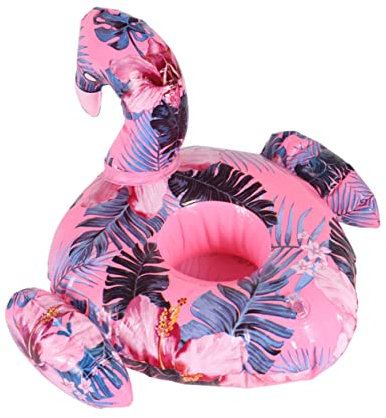 BESTonZON Aufblasbarer Flamingo-getränkehalter fürs Wasser Schwimmender Flamingo-flaschenhalter aus PVC Leicht und Sicher mit Flamingo-Design für Gute Laune Zufällige Farbe