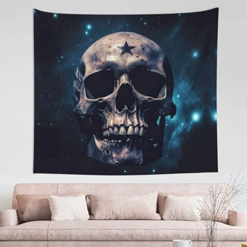 OWAWOWA Wandteppich mit Totenkopf- und Sternenmotiv, 152,4 x 129,5 cm (horizontal), Vorhänge, Schlafzimmer, Wohnzimmer, Dekoration, Wandteppich, Kunsttapisserie