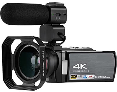 Caméra vidéo, caméscope, Caméra vidéo 4K IR Caméscope de vision nocturne plein HD AE8 Caméras numériques Vlog Digital Zoom Camera Recorder Professionnel for l'enregistrement VLOG pour les réunions de