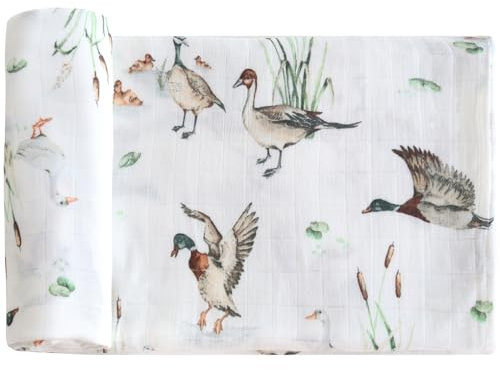 LifeTree Baby - Panno in mussola per bambini, 120 x 120 cm, in mussola e cotone, motivo: Mallard Duck