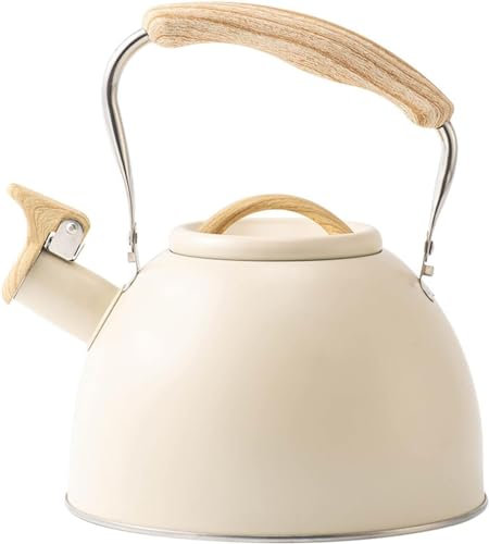 ABBNIA Stove Top Kettle Whistling Kettle for All Hob/Stove Gas Induction Food Grade 304 Stainless Steel High Capacity Thickened Three-Layer Composite Bottom