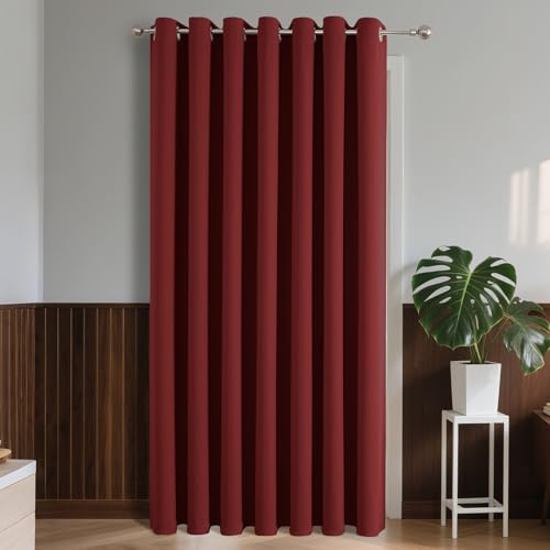 Joydeco Verdunkelungsvorhang 1 Stück,Vorhang Blickdicht mit Ösen Türvorhang H 210 x B 132 Thermovorhang Dunkelrot Kälteschutz Hitzeschutz Blackout Curtain für Schlafzimmer Wohnzimmer