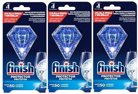 Finish Protector Lavavajillas - Protección del cristal y los colores de la vajilla, 3 unidades, hasta 150 lavados