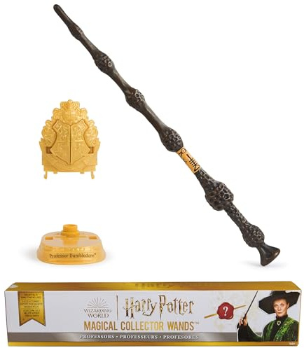 Wizarding World Harry Potter, bacchetta a sorpresa Magical Collector Wands con base da esposizione di Hogwarts, serie Professori (i modelli variano)