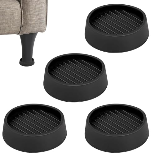 4 Pcs Furniture Rubber Castor Cups, 2 Inch Non Slip Chair Leg Pads Round Sofa Stoppers Heavy Duty Furniture Feet Protectors Anti Skid Bed Stopper Anti Slide Gripper for Wooden Floors Tables Wardrobes