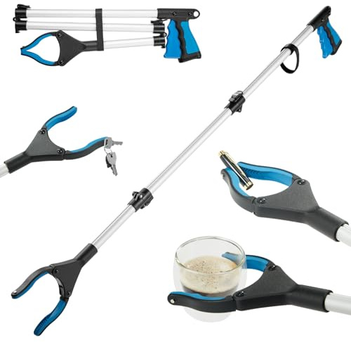 Jmlxiaoya Pince de préhension de 109 cm – Idéal pour les personnes âgées, handicapées et incapables de se plier. Ultra – longue portée, pliable, large sécurité – Mâchoire de préhension. Longue poignée