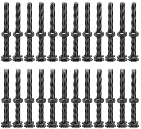 QUARKZMAN M6x65mm Bulloni A Testa Tonda Con Collo Quadrato Con Dadi E Rondelle, 50Set 304 Acciaio Inossidabile Bulloni A Testa Tonda Con Collo Quadrato, Nero