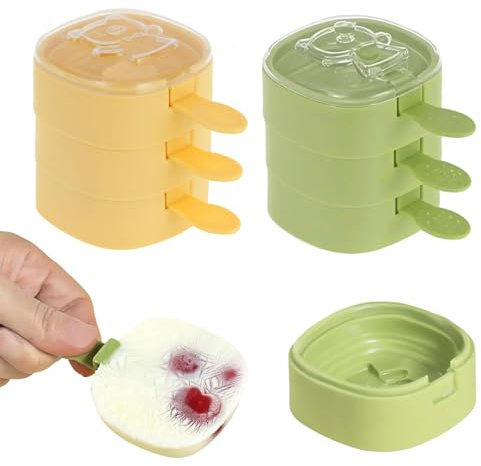 6 Pcs Ice Lolly Moulds, Reusable Silicone Ice Lolly Molds with Sticks, BPA Free Ice Popsicle Mould, Ice Cream Mould with Non-Spill Lid, Perfect for DIY Dessert, Cake Pops, Ice Pop Moulds