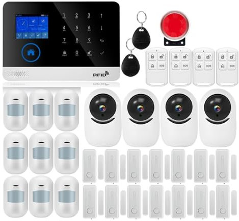 WEIJICUI Sistema de Alarma para Casa, De Alarma De Seguridad Inteligente gsm Funciona con Detector De Movimiento Antirrobo For El Hogar, Cámara IP con Sensor De Ventana Y Puerta De Humo