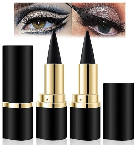 2 Piezas Gel Eyelinerl Eyeliner Waterproof,Maquillaje Liner Eyeliner Negro Resistente Al Agua Gel Delineador de Ojos,Lapiz de Ojos,Delineador de Ojos Waterproof,Larga Duración(Negro)