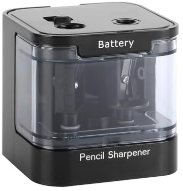 Eagle Temperamatite elettrico a doppio foro con interruttore di sicurezza – funzionamento a batteria, per matite da 6 – 8 mm e 8 – 12 mm, forniture per la scuola e l'ufficio