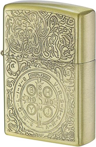 Constantine Feuerzeug, Klassische Kupfer Graben Kerosinfeuerzeug Vintage St Benedict Metal Feuerzeug (ohne Benzin)