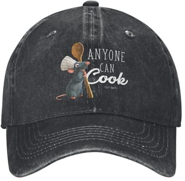 TBSANIN Casquette de Baseball Vintage Ratatouille Remy n’Importe Qui Peut Cuisiner Citation Unisexe en détresse lavé Casquette de Soleil en Plein air réglable Cadeaux