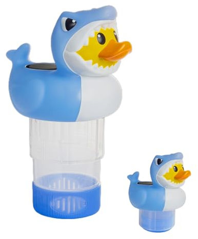 Chlorine Floater - Enten-Hai Schwimmender Chlor Dispenser,Solarbetriebener Energiesparender Nachtlicht-Dispenser Für Außenpools, Whirlpools Und Spas