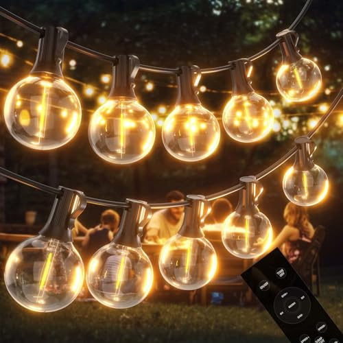 Garden-Outdoor-Lights-Mains-Powered-String-Festoon-Light LED 100ft 30m Outside Lighting Waterproof Bulb Patio Gazebo Party Pergola Wedding Backyard Porch Yard Terrace Electric Festival G40 Connectable