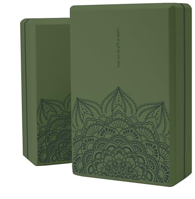 LaiEr Yoga Blöcke (Set von 2) 9x6x3 High Density EVA Schaum Ziegel, rutschfeste Oberfläche weich und leicht für Yoga, Pilates, Meditation in Forest Green