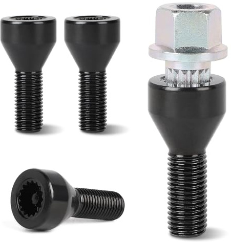 EFUTURETIME 4 x Radschrauben M12 x 1,5 Radbolzen mit Radsicherungsmutter | Kompatibel mit BMW E46, E87, E90, E60, OE 36136764057, 36131180882, 36136786419