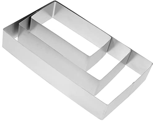 CONGARTENO 3piezas Molde Para Mousse De Acero Inoxidable Juego De Anillos Rectangulares Para Cortador De Tartas Molde Para Repostería Herramienta Para Hornear Pasteles