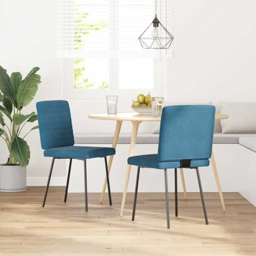 QJBSAVVA Esszimmerstühle 2 STK Blau Samt Moderne Esstischstühle mit Metall Holz Gestell Bequeme Schaumstoff Polsterung für Küche Wohnzimmer und Gästezimmer