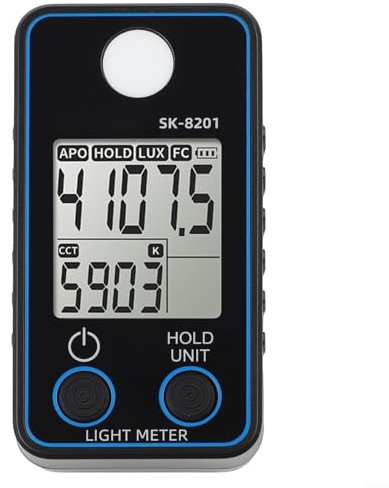SK-8201/SK-8202 - Medidor digital de iluminancia con probador de color, medición de brillo de 0.5-300.000 LUX, función de retención automática y pantalla múltiple (SK-8 201)