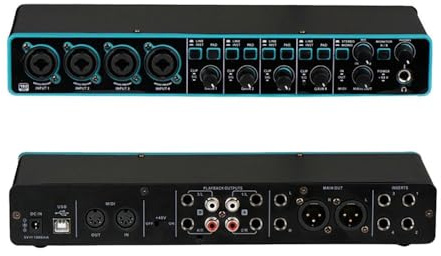 Audio Mixer, 4-channel Audio Interface Sound Card Independent Channel Gain Control USB,PC, Recording Studio and Gaming
