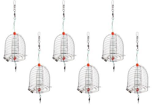CLISPEED 6 Pezzi Gabbia per Esche da Pesca in Acciaio Inox Cestello Mangiatoia per Carpe Apertura Rapida Accessori per Attrezzatura da Pesca per Laghi e Fiumi