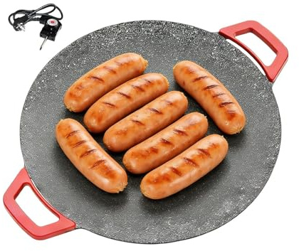 Generico Piastra Elettrica Per Grigliare E Friggere | Padella Per Friggere E Grigliare,Piastra Per Antiaderente | Per Uso In Cucina Domestica Interno Esterno Picnic Ristorante Barbecue E