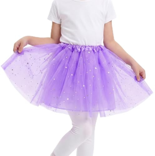 Geukmun Tutu Skirt for Women Girls - Elastic Waistband, Three-Layer Tulle Ballet Skirt Adorned with Sequined Stars,Fairy Costume, Suitable for Birthday Parties, Halloween, Christmas Parties, etc.