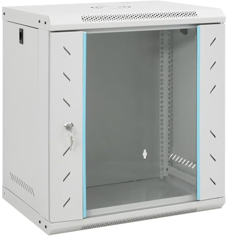 LoogCape 12U Armario de red de pared de 19 pulgadas, IP20, gris, 53 x 40 x 60 cm para servidores, NAS, carcasa de disco duro, solución de almacenamiento en la nube, red doméstica, oficina, oficina en