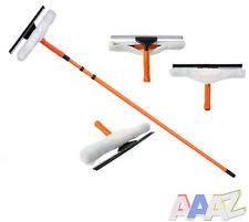 Rolson 3.3m Telescopic Window Cleaner & Mop Steel Handel 180° Adjustable Squeegee Mop Head Removable Head Washing and dry Set for Home Windows, cars, vans Bus and caravans